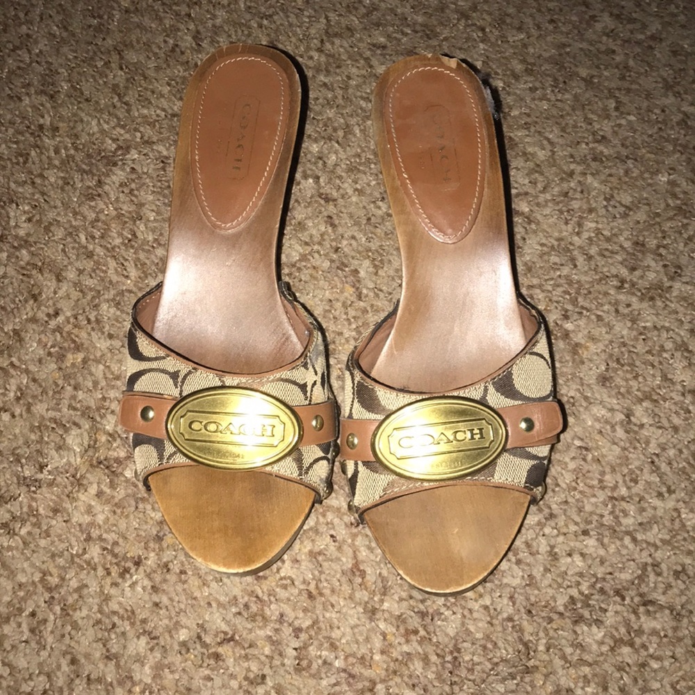 Coach wooden high heels